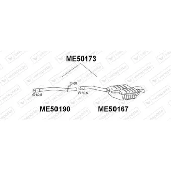 Silencieux arrière VENEPORTE ME50173 pour MERCEDES-BENZ CLASSE C C 250 Turbo-D - 150cv