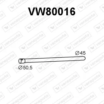 Tuyau d'échappement VENEPORTE VW80016 pour VOLKSWAGEN GOLF 1.8 GTI CAT - 107cv
