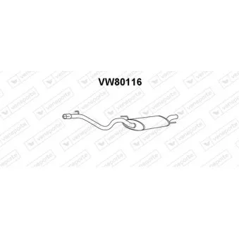 Silencieux arrière VENEPORTE VW80116 pour VOLKSWAGEN GOLF 1.9 D - 65cv