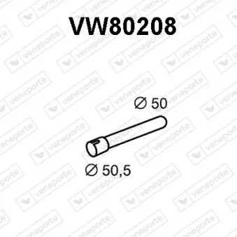Tuyau d'échappement VENEPORTE VW80208 pour VOLKSWAGEN TRANSPORTER - COMBI 2.5 Syncro - 110cv