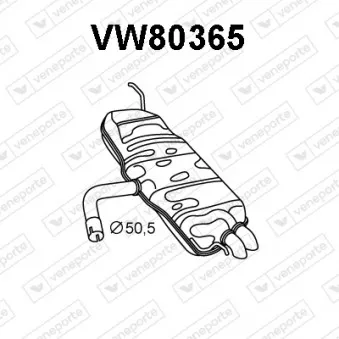 Silencieux arrière VENEPORTE VW80365 pour VOLKSWAGEN GOLF 1.4 TSI - 122cv
