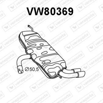 Silencieux arrière VENEPORTE VW80369 pour VOLKSWAGEN GOLF 1.4 TSI - 122cv