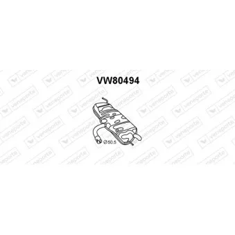 Silencieux arrière VENEPORTE VW80494 pour VOLKSWAGEN TOURAN 1.6 - 102cv
