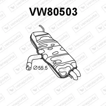 Silencieux arrière VENEPORTE VW80503 pour VOLKSWAGEN TOURAN 2.0 TDI - 140cv