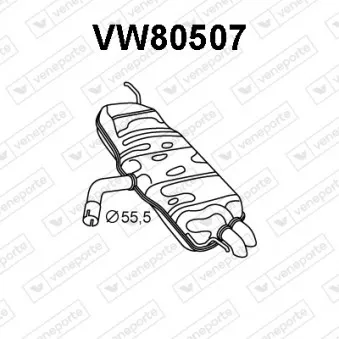 Silencieux arrière VENEPORTE VW80507 pour VOLKSWAGEN GOLF 2.0 TDI 16V - 140cv