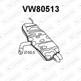 Silencieux arrière VENEPORTE VW80513 pour VOLKSWAGEN GOLF 2.0 SDI - 75cv