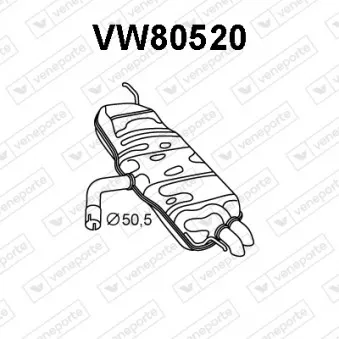 Silencieux arrière VENEPORTE VW80520 pour VOLKSWAGEN TOURAN 1.9 TDI - 90cv