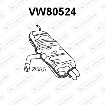 Silencieux arrière VENEPORTE VW80524 pour VOLKSWAGEN TOURAN 1.4 TSI - 140cv