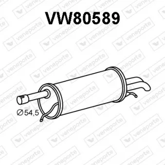 Silencieux arrière VENEPORTE VW80589 pour VOLKSWAGEN PASSAT 2.8 V6 - 193cv