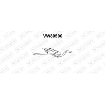 Silencieux central VENEPORTE VW80590 pour VOLKSWAGEN PASSAT 1.9 TDI 4motion - 130cv