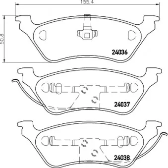 Jeu de 4 plaquettes de frein arrière MINTEX OEM 05014036AA