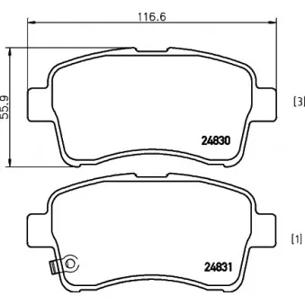 Jeu de 4 plaquettes de frein avant MINTEX OEM 5581054G30000
