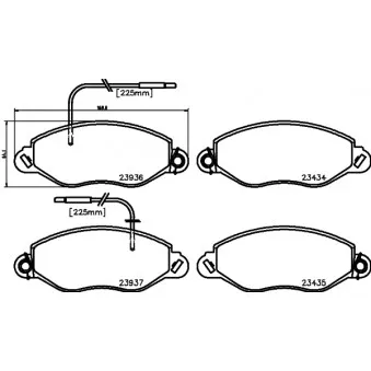Jeu de 4 plaquettes de frein avant MINTEX OEM 410609X525