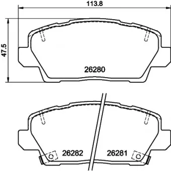 Jeu de 4 plaquettes de frein avant MINTEX OEM 58101G6A00