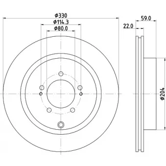 Jeu de 2 disques de frein arrière MINTEX OEM 4615A025 Jeu de 2 disques de frein arrière MINTEX OEM 4615A025