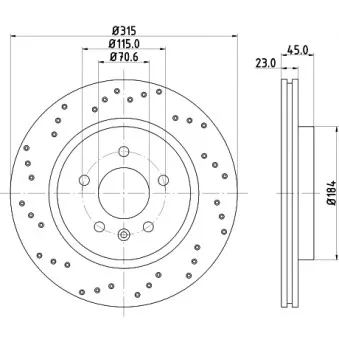 Jeu de 2 disques de frein arrière MINTEX OEM 569089