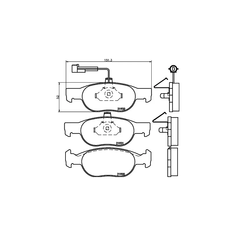 Jeu de 4 plaquettes de frein avant HELLA 8DB 355 007-921 - Visuel 1