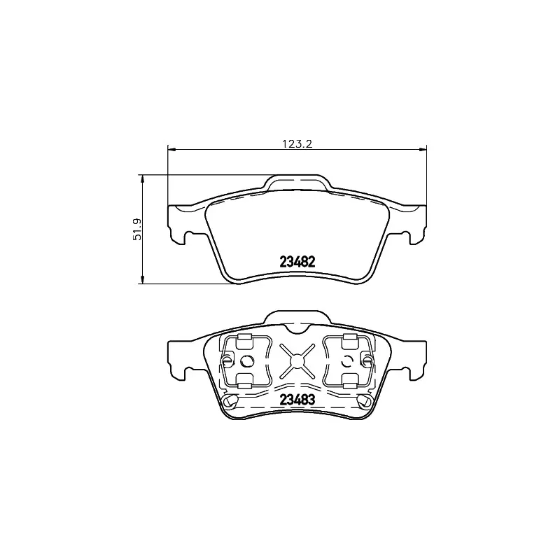 Jeu de 4 plaquettes de frein arrière HELLA 8DB 355 009-121 - Visuel 1