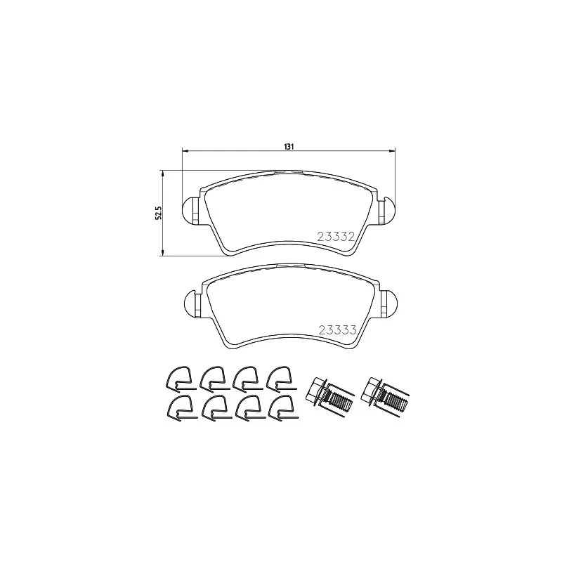 Jeu de 4 plaquettes de frein avant HELLA 8DB 355 009-871 - Visuel 1