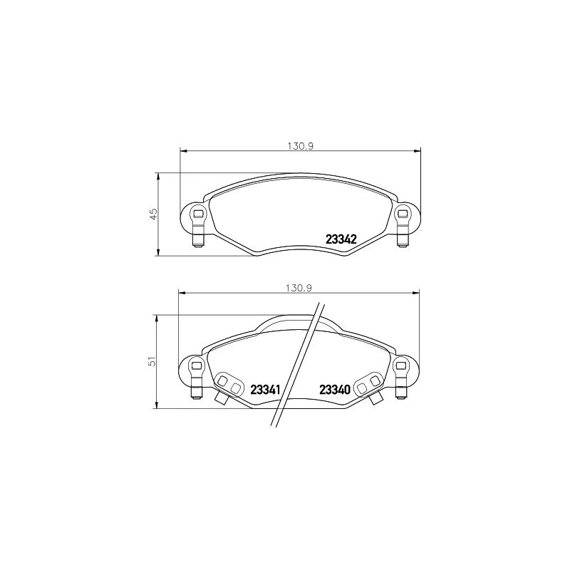 Jeu de 4 plaquettes de frein avant HELLA 8DB 355 010-791 - Visuel 1