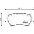 HELLA 8DB 355 011-361 - Jeu de 4 plaquettes de frein arrière