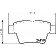 HELLA 8DB 355 011-821 - Jeu de 4 plaquettes de frein arrière