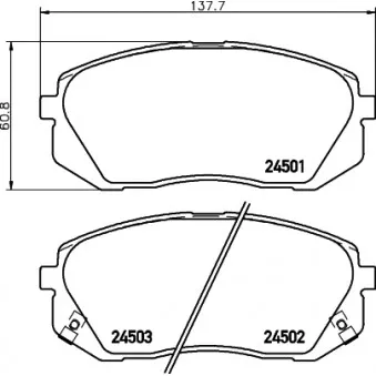 Jeu de 4 plaquettes de frein avant HELLA OEM 581011DA00
