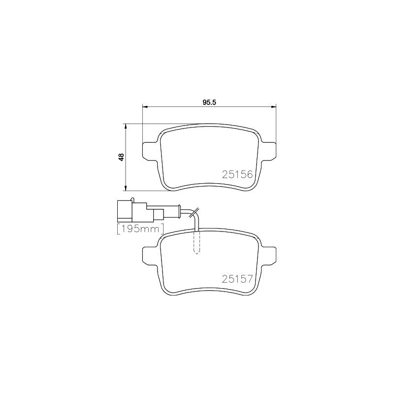 Jeu de 4 plaquettes de frein arrière HELLA 8DB 355 015-541 - Visuel 1