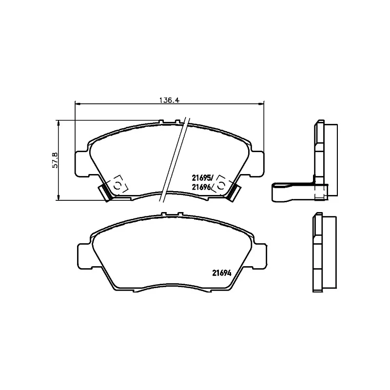 Jeu de 4 plaquettes de frein avant HELLA 8DB 355 016-461 - Visuel 1