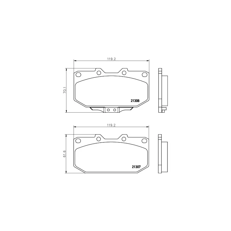 Jeu de 4 plaquettes de frein avant HELLA 8DB 355 016-791 - Visuel 1