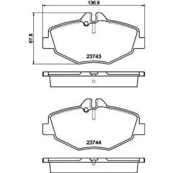 Jeu de 4 plaquettes de frein avant HELLA OEM A0044207920