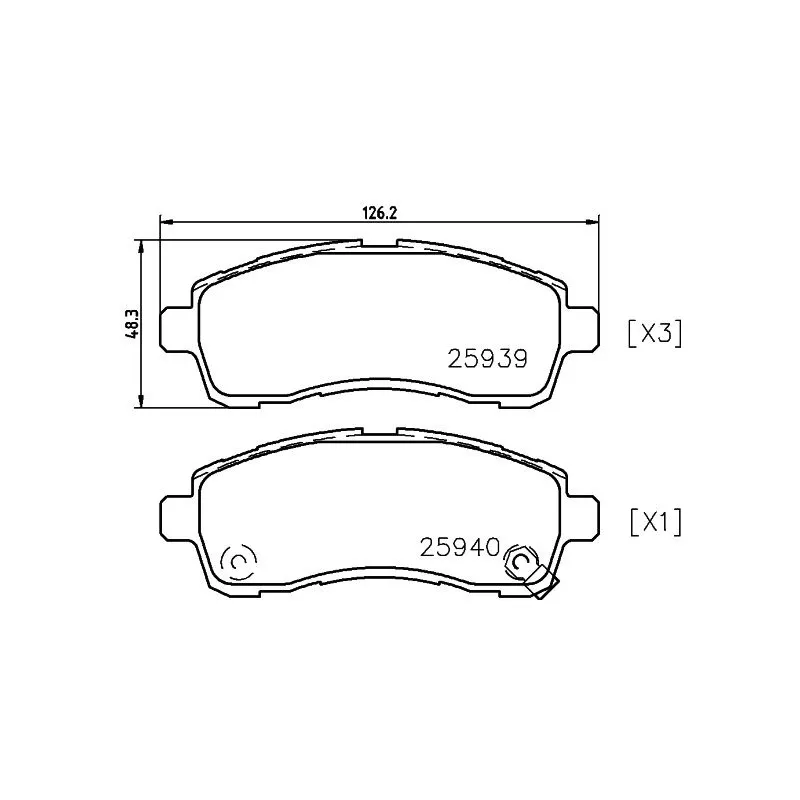 Jeu de 4 plaquettes de frein avant HELLA 8DB 355 021-871 - Visuel 1
