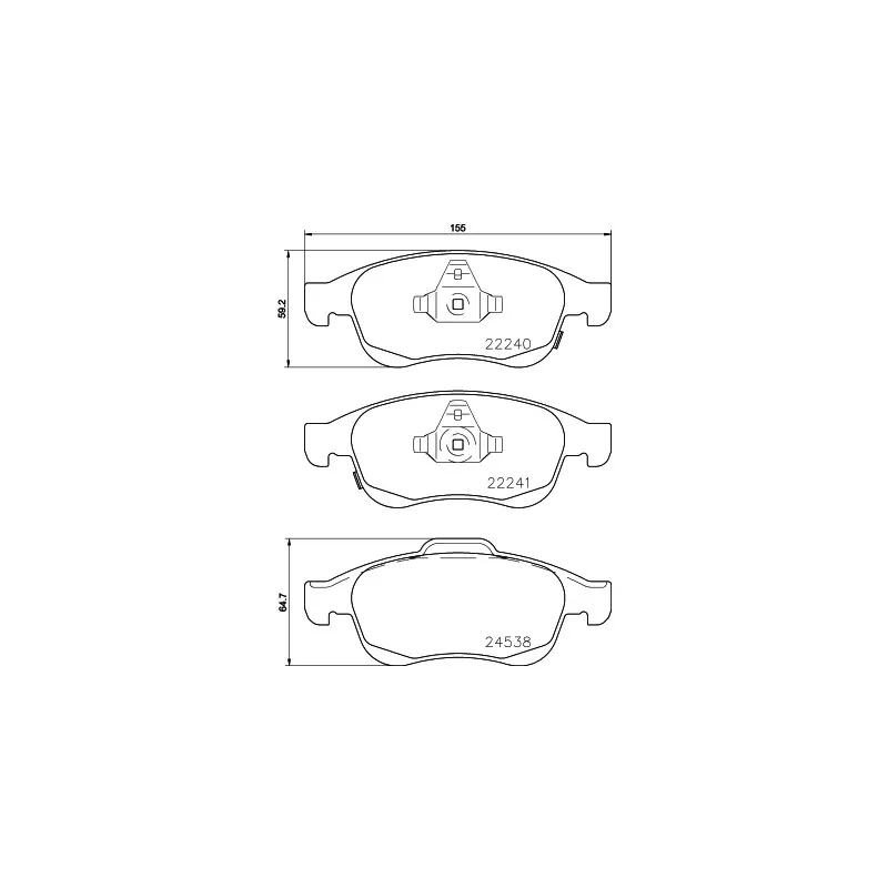 Jeu de 4 plaquettes de frein avant HELLA 8DB 355 023-251 - Visuel 1