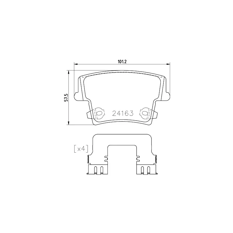 Jeu de 4 plaquettes de frein arrière HELLA 8DB 355 025-051 - Visuel 1