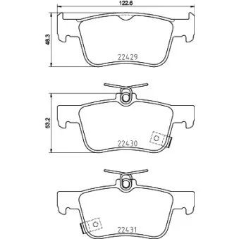 Jeu de 4 plaquettes de frein arrière HELLA OEM 43022TYFE01