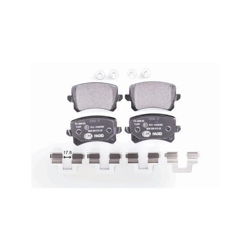 Jeu de 4 plaquettes de frein arrière HELLA 8DB 355 025-331 - Visuel 1