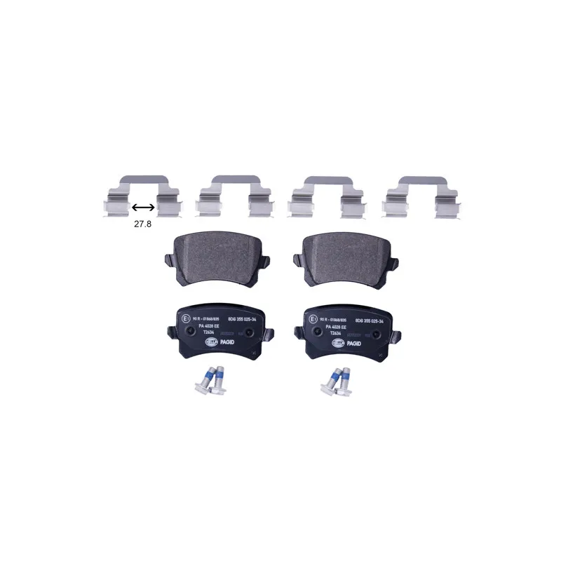 Jeu de 4 plaquettes de frein arrière HELLA 8DB 355 025-341 - Visuel 1