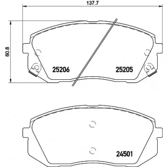 Jeu de 4 plaquettes de frein avant HELLA OEM 58101D7A70