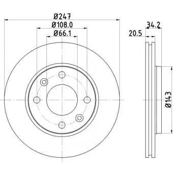 Jeu de 2 disques de frein avant HELLA OEM 1618864480