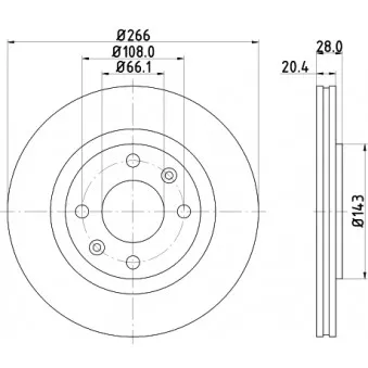 Jeu de 2 disques de frein avant HELLA 8DD 355 102-051 pour CITROEN XANTIA 1.9 D - 68cv