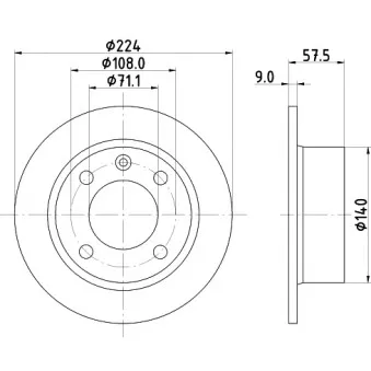 Jeu de 2 disques de frein arrière HELLA 8DD 355 103-011