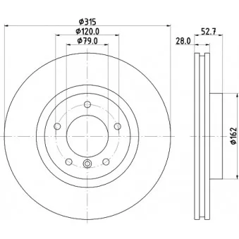Disque de frein avant gauche HELLA 8DD 355 104-091 pour BMW Série 3 M3 3.2 - 321cv