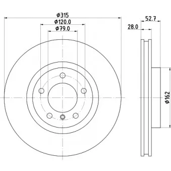 Disque de frein avant droit HELLA 8DD 355 104-111 pour BMW Série 3 M3 3.2 - 321cv
