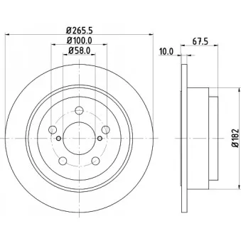 Jeu de 2 disques de frein arrière HELLA 8DD 355 105-331 pour SUBARU LEGACY 2.2 i 4WD - 131cv