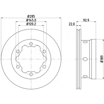 Jeu de 2 disques de frein arrière HELLA OEM A9044230312