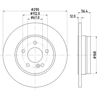 Jeu de 2 disques de frein arrière HELLA 8DD 355 105-951 pour PEUGEOT PARTNER ORIGIN E 250 T D - 113cv