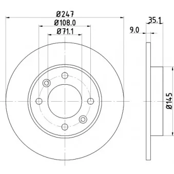 Jeu de 2 disques de frein arrière HELLA OEM 4246w9