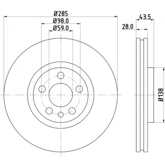 Jeu de 2 disques de frein avant HELLA 8DD 355 108-761 pour CITROEN C8 2.0 HDI - 136cv