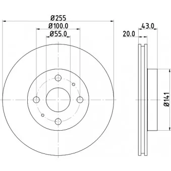 Jeu de 2 disques de frein avant HELLA 8DD 355 108-881