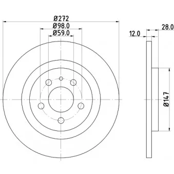 Jeu de 2 disques de frein arrière HELLA OEM 9464222687